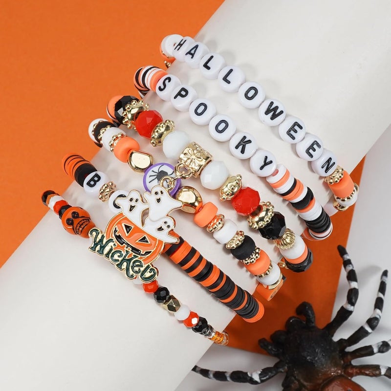 Lonext Halloween Bracelets Stackable Heishi Beaded Stretch Bracelets - Image 2